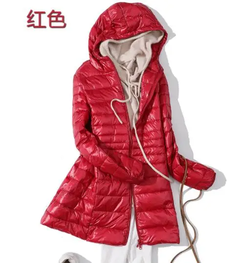 red SEDUTMO, зимние, ультра легкие, длинные, женские пуховики, плюс размер, 7XL, утиный пух, пуховик, куртка, тонкий, с капюшоном, парки, ED621 - Цвет: red