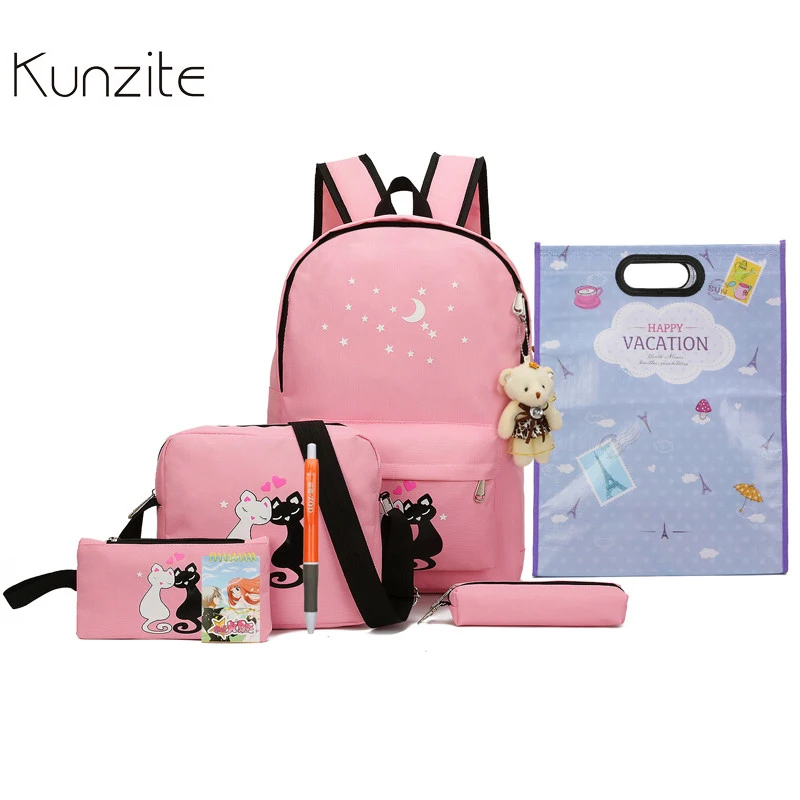 Рюкзак Kunzite 8 шт. милый с принтом в виде звезд женский Холщовый школьные сумки для