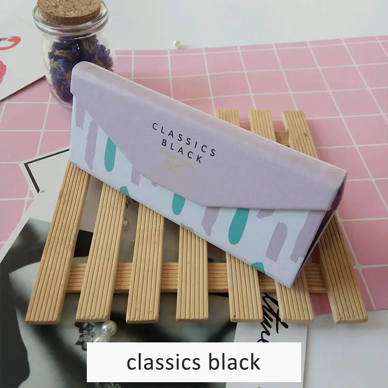 classics black Креативный складной портативный Чехол для очков с модным принтом фламинго, чехол для солнцезащитных очков, коробка для хранения очков ручной работы - Цвет: classics black