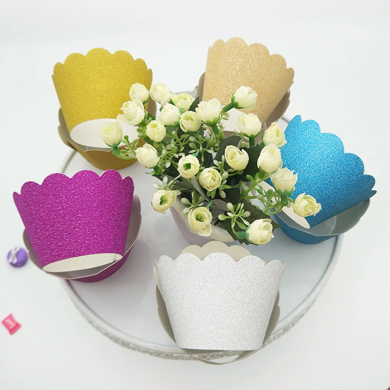 24 шт. бумажные стаканчики для выпечки пирожных маленькая лоза мерцающий лайнер