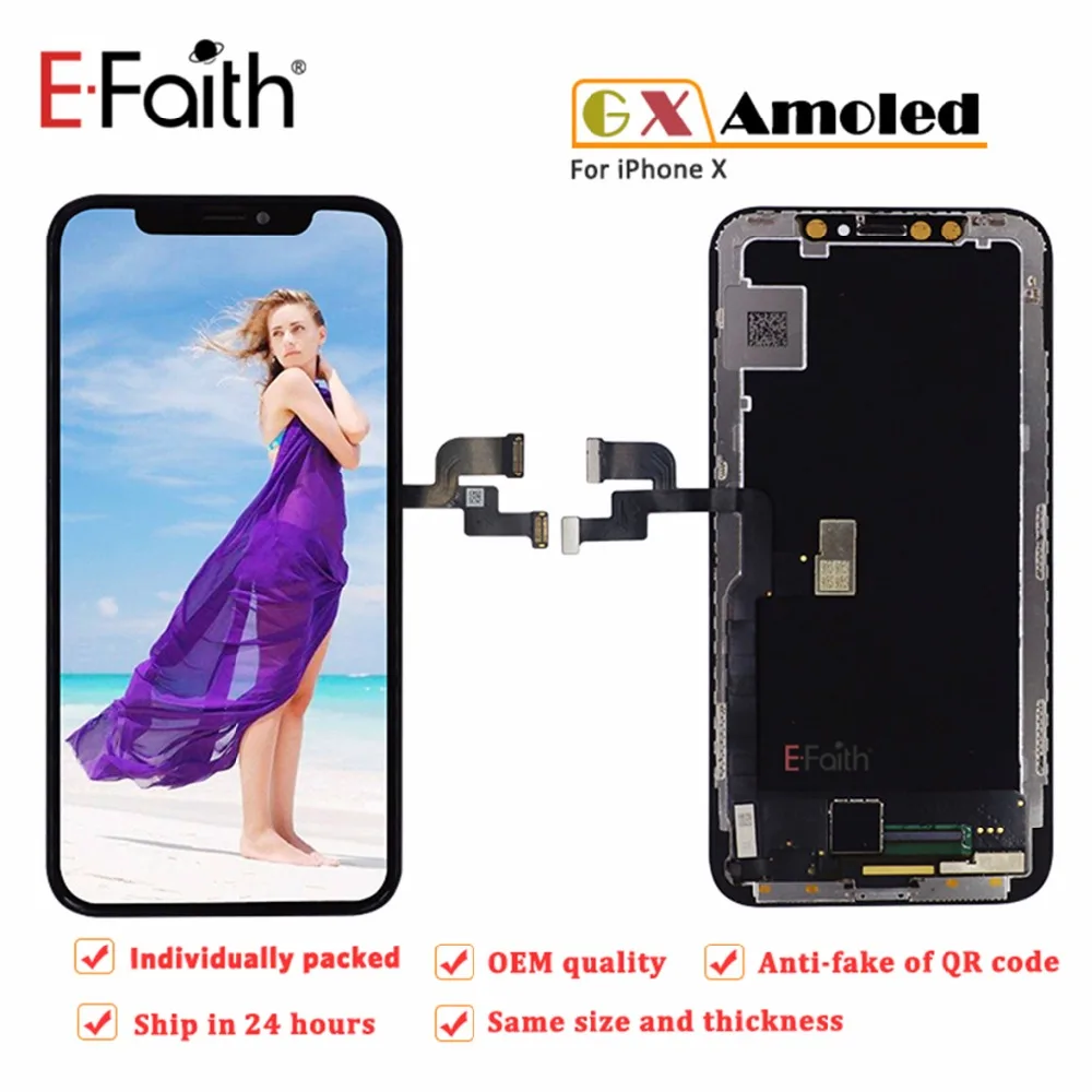 Высококачественный AAA 20 шт. E Faith OEM ЖК дисплей для iPhone X Amoled GX с сенсорным экраном