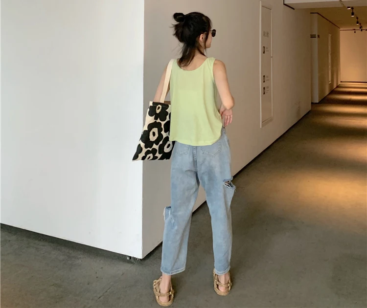 Jielur Women Tank Top Hipster Solid Color Camis Tops Female Vintage Roupas Feminina Chicly New Summer Top Women 4 Colors