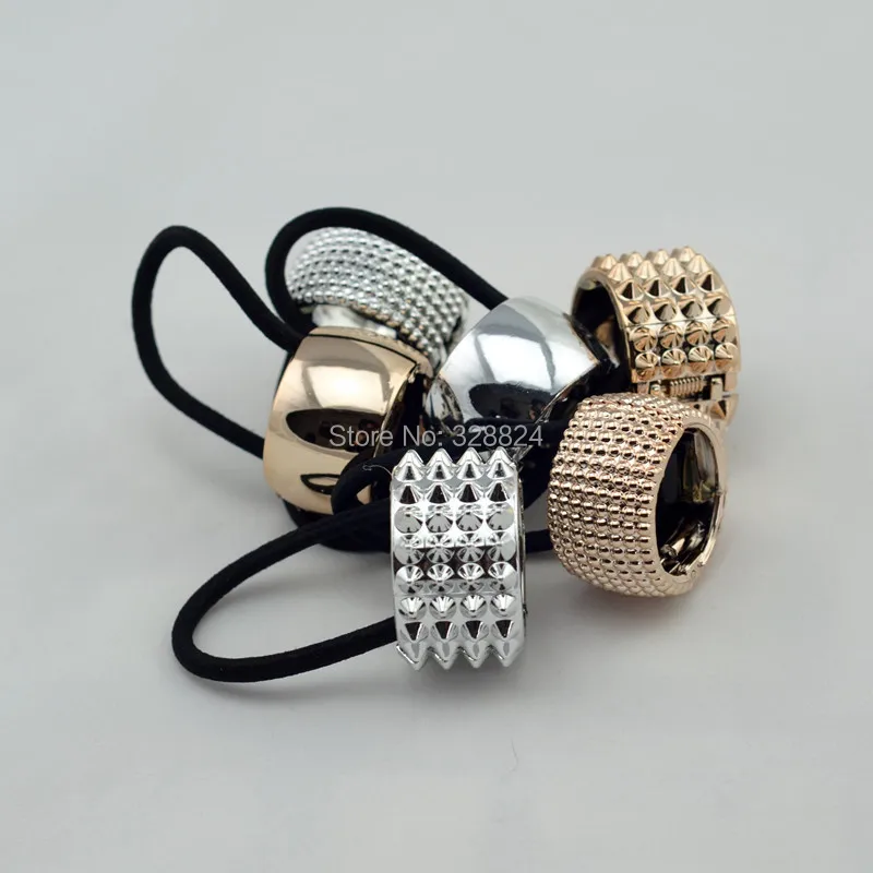 Панк готический поддельные металлические манжеты для волос конский хвост Зажим