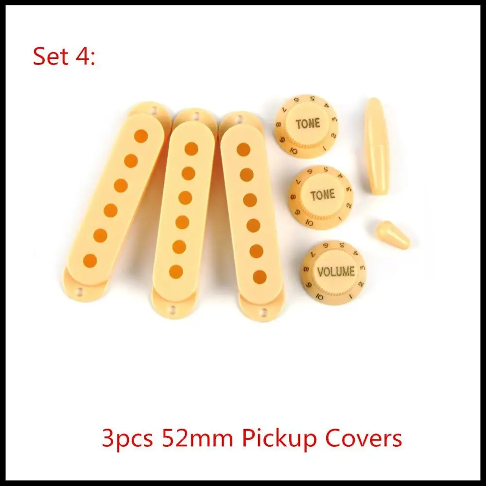 3pcs 52mm Covers 1 Набор из Пластик Электрогитары крышки звукоснимателя+ 2T1V ручки+ 5 позиционный переключатель, наконечник+ сглаз бар наконечник желтого цвета для части для гитар FD ST - Цвет: 3pcs 52mm Covers