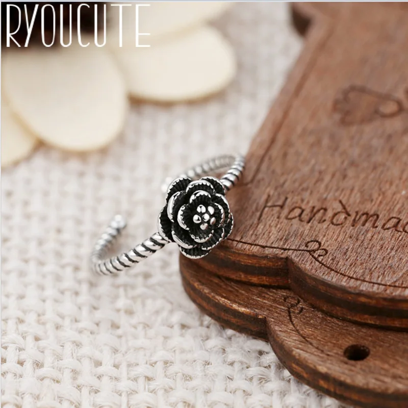 2019 бижутерия модные кольца из настоящего серебра с цветком розы для женщин