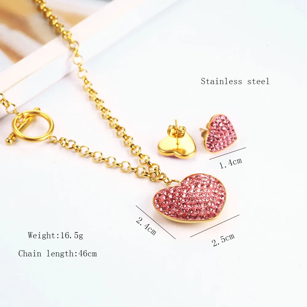 XUANHUA Heart Earring Necklace Set Jewelry Sets Stainless Steel Woman Vogue 2019 Accessories Bohemian | Украшения и аксессуары