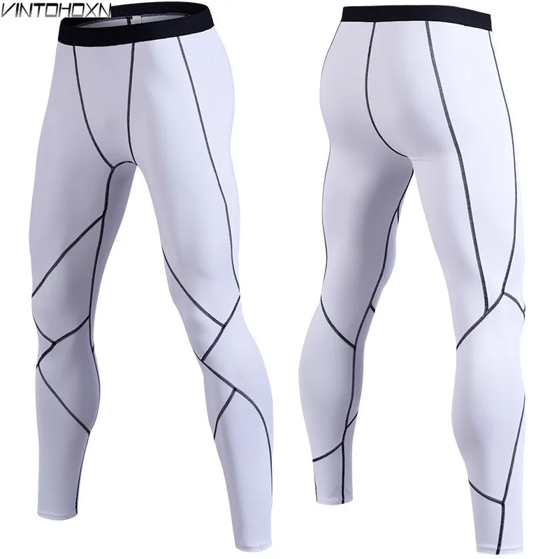 Мужская Спортивная быстросохнущая тренировка Компрессионные Леггинсы для