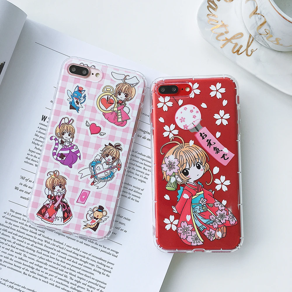 Shockproof capa fundas Magic Gril Clear Card Captor Sakura Star soft tpu phone Case For iPhone 7 8 X 6S Plus Japan Phone |