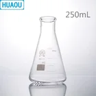 Фляжка Erlenmeyer от HUAOU, 250 мл, боросиликатная, 3.3 стеклянная, с узким горлышком, коническая, треугольная фляга, лабораторное химическое оборудование