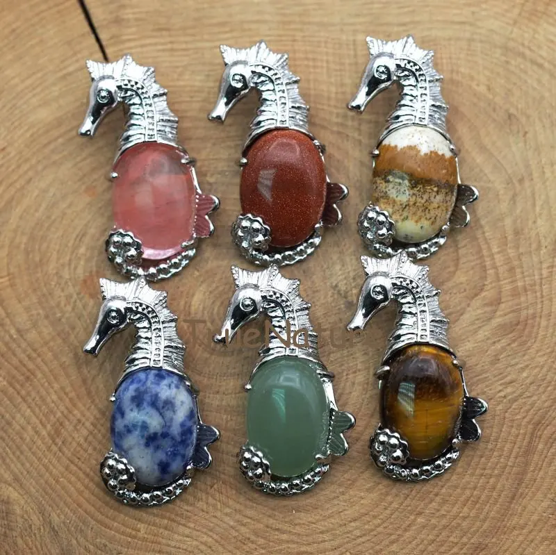 

Розовый кварц авантюрин Jaspers подвеска-Шарм с камнем милый подвеска "Морской конек", Серебряная отделка ожерелье подвеска в 19*37 мм PM7817