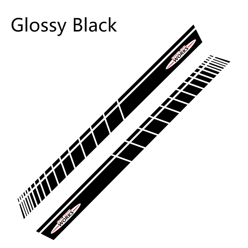 CAMN45502 2pcs Car Door Side Skirt JCW Decal Stickers Racing Stripes Decoration For MINI John Cooper Works R56 R58 R59 F57 F56 Hatchback - Название цвета: CAMN45502