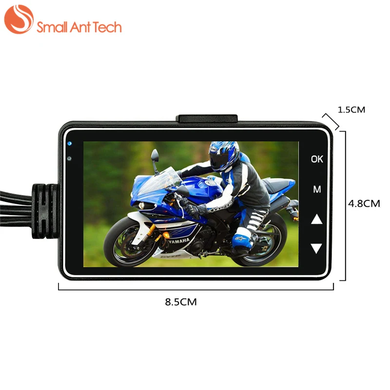 Smallanttech DVR мотоцикл тире Камера Мини Full HD 720 P Водонепроницаемый двойной S-Video 3