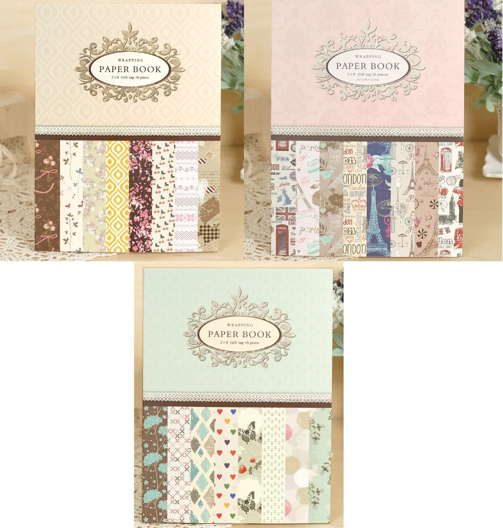 16 листов самодельная бумага для упаковки подарков 3 вида|book book|book setbook creative |