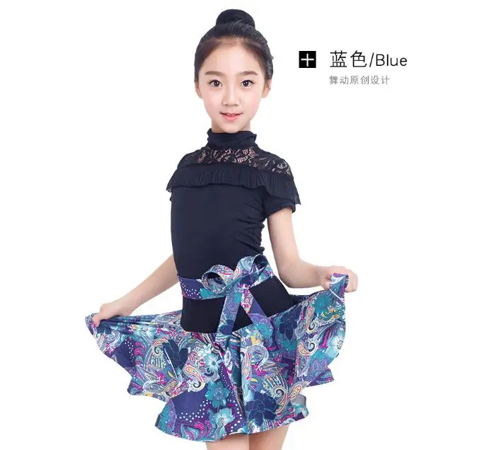 kids latin dress Rumba cha salsa tango vestido latino Latin dance competition leopard print MW M0027 | Тематическая одежда и