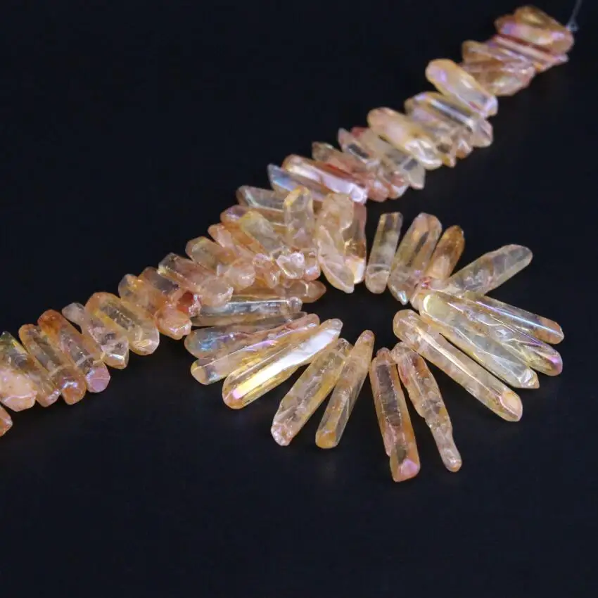 Бусины из полированного желтого титана кварцевого кристалла 15 5 дюймов |