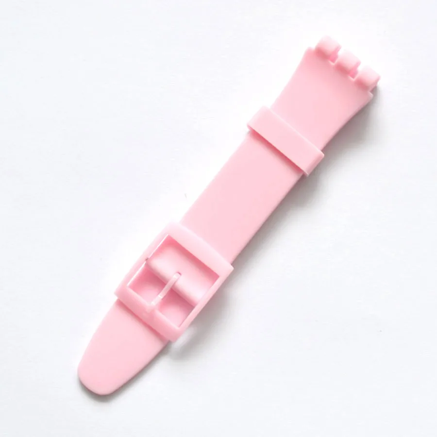 13 pink Высокое качество черный белый темно-синий коричневый 17 мм 19 мм 20 мм силиконовый резиновый ремешок для часов Swatch красочный резиновый ремешок пластиковая пряжка - Цвет ремешка: 13 pink