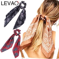 levao floral print scrunchiess women hair scarf elastic bohemian hairband bow hair rubber ropes girls hair ties accessories