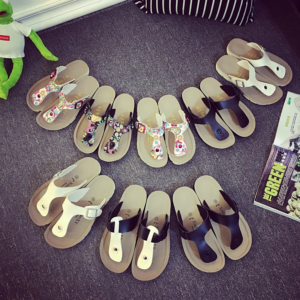 Женские Мужские пляжные сандалии пробковые семейные летние тапочки кроссовки на