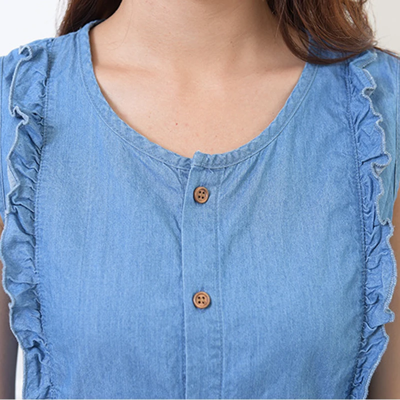 Женское джинсовое платье GOPLUS синее повседневное мини в Корейском стиле без