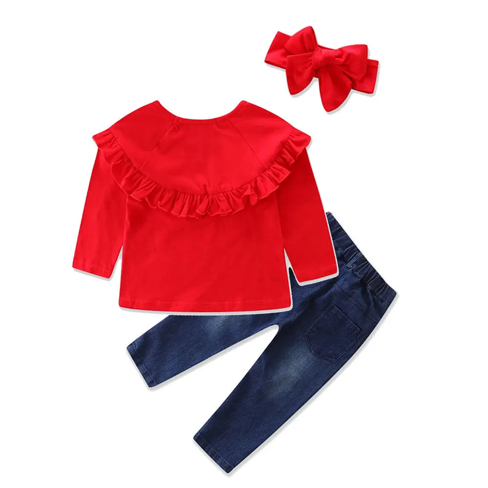 3 шт. блузка и джинсовые брюки для девочек|outfit set|kids baby girlkids |