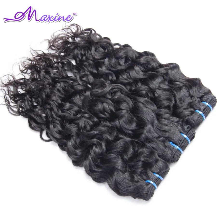 Малайзии Девы Волос 3 связки С Закрытие Фронтальная Волна Воды Кружева Пучками