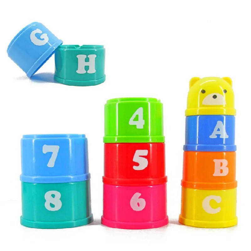 Baby Digital letter stacking puzzle Funny Game Plastic cup infant Early education Toy