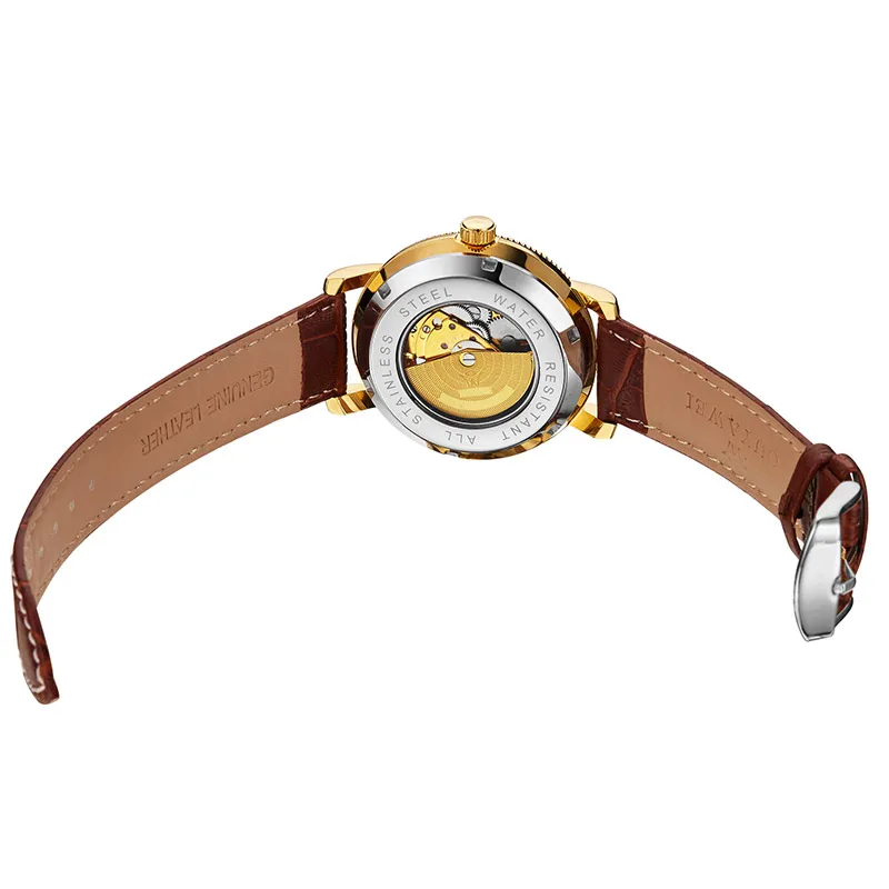 Мужские часы Топ бренд класса люкс OUYAWEI механические стимпанк стиль кожаный