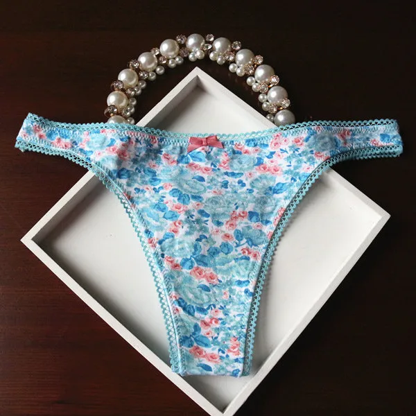 Трусы женские Underwear Women Сексуальные Трусики Стринги И Г Строки Хлопок женский Сексуальный Цветочный Принт Белье Горячей Продажи Строка Г Трусиков PM502 трусы женщин