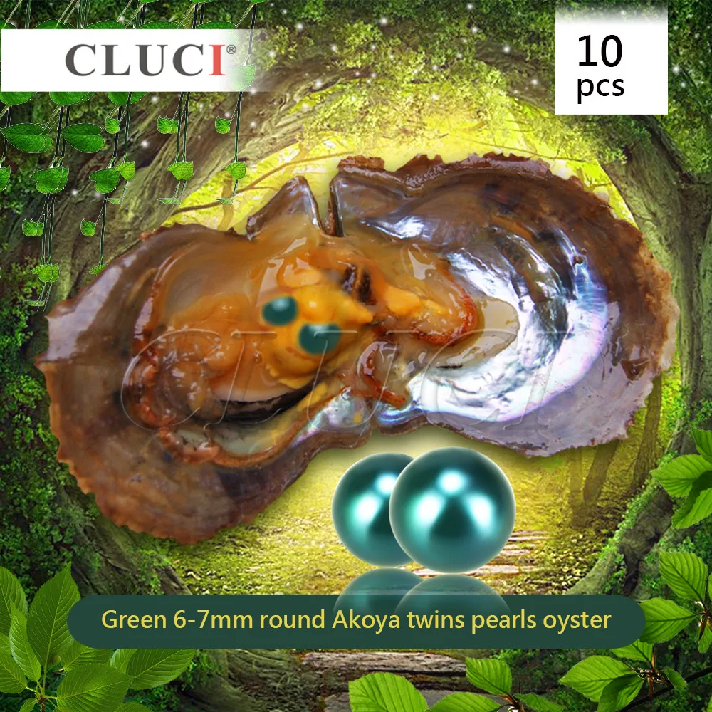 CLUCI 10 шт. изумрудно-зеленый цвет 6-7 мм жемчужные устрицы жемчуг AKOYA TWINS для женщин