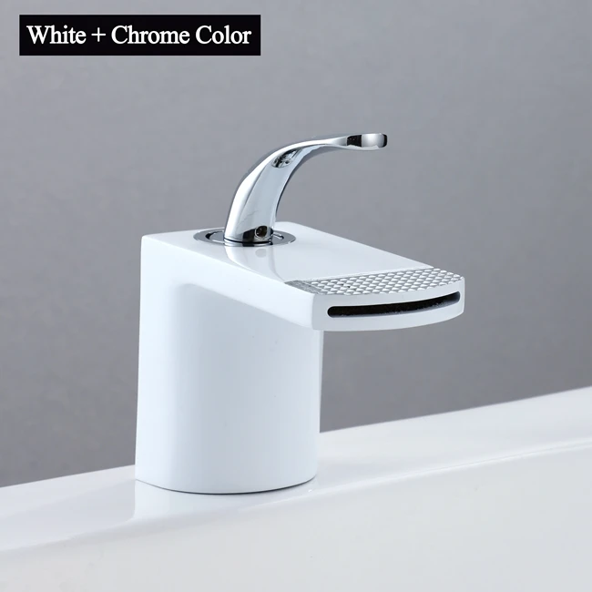 White Chrome Color Кран для раковины, белый смеситель для раковины, кран для ванной комнаты, кран для горячей и холодной хромированной отделки, латунный кран для туалетной раковины, кран для воды torneira AL-2245 - Цвет: White Chrome Color