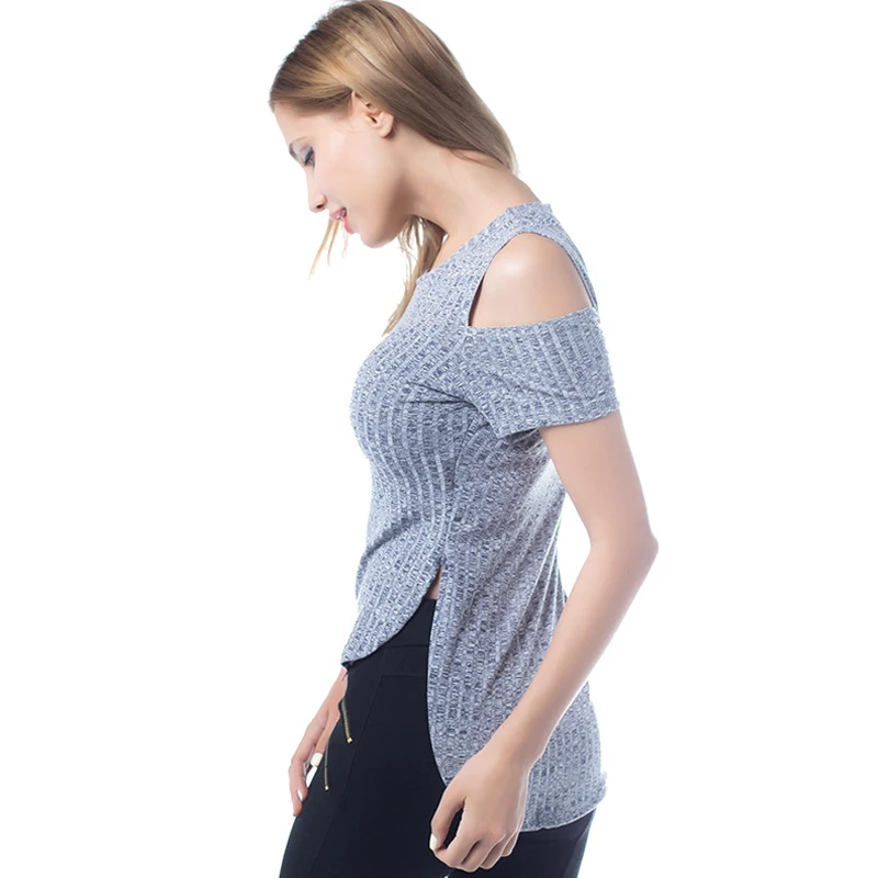 Новое поступление Лето 2017 г. Футболки Для женщин Мода с плеча короткий рукав