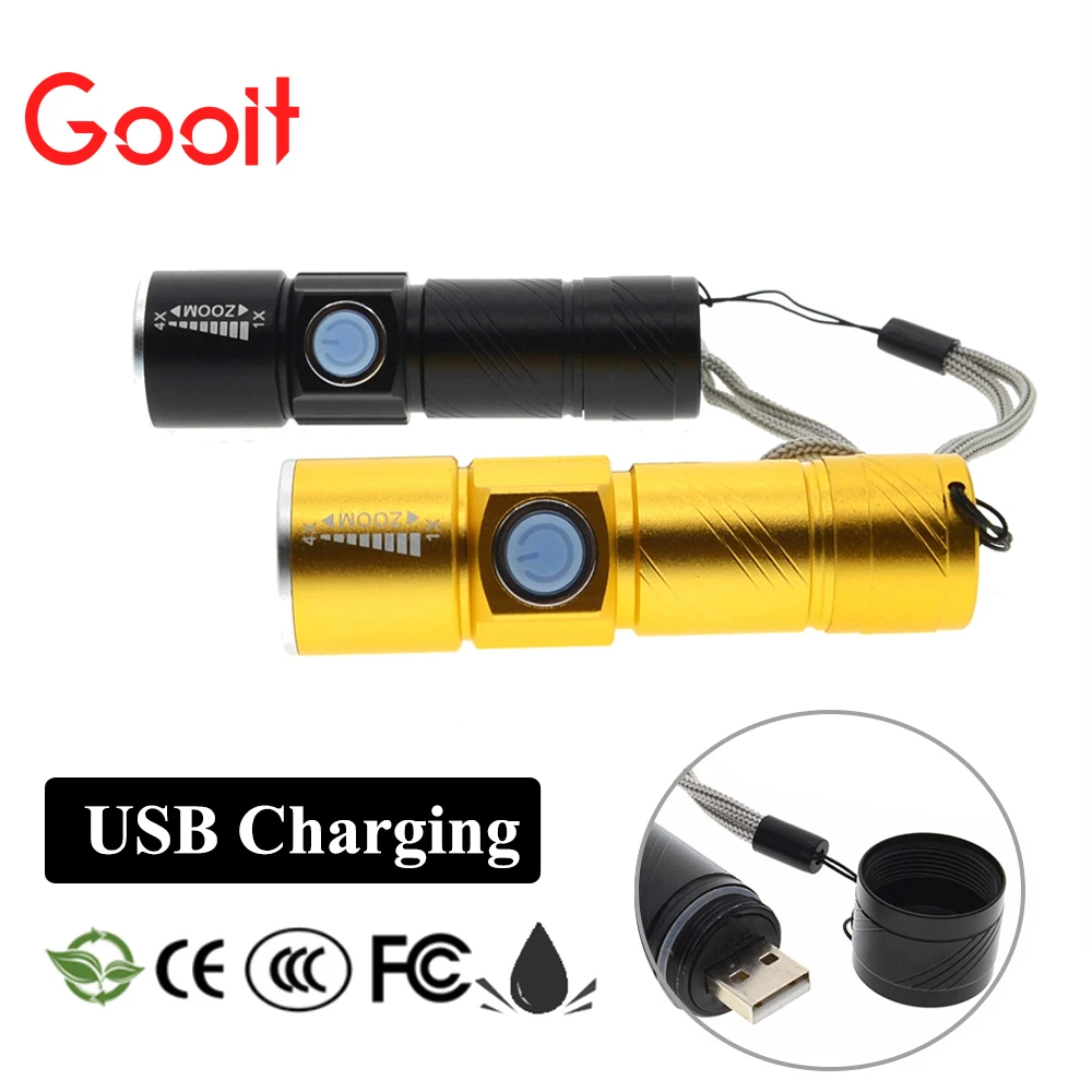 Светодиодный фонарик USB удобные мощные аккумуляторные фонарики usb велосипедная