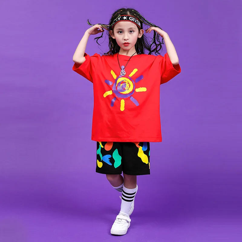 Одежда для джазовых бальных танцев с коротким рукавом девочек и мальчиков