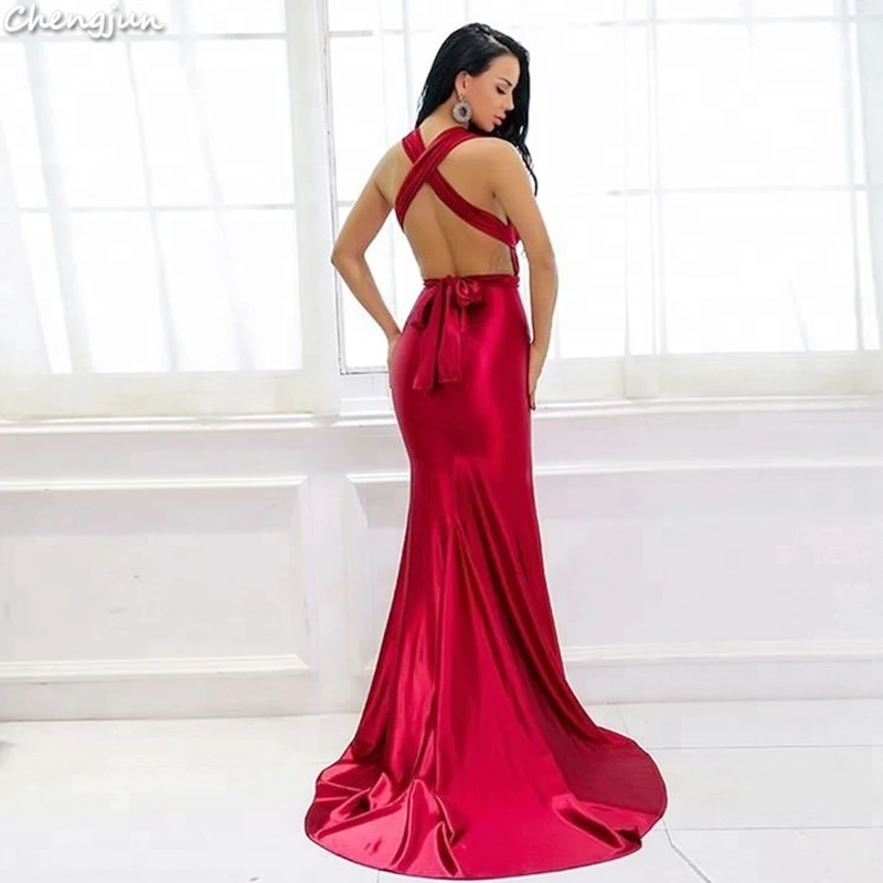 Chengjun официальное красное платье с глубоким v-образным вырезом для девочек