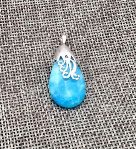 Подвеска из цинкового сплава с натуральными камнями в виде фларимара и