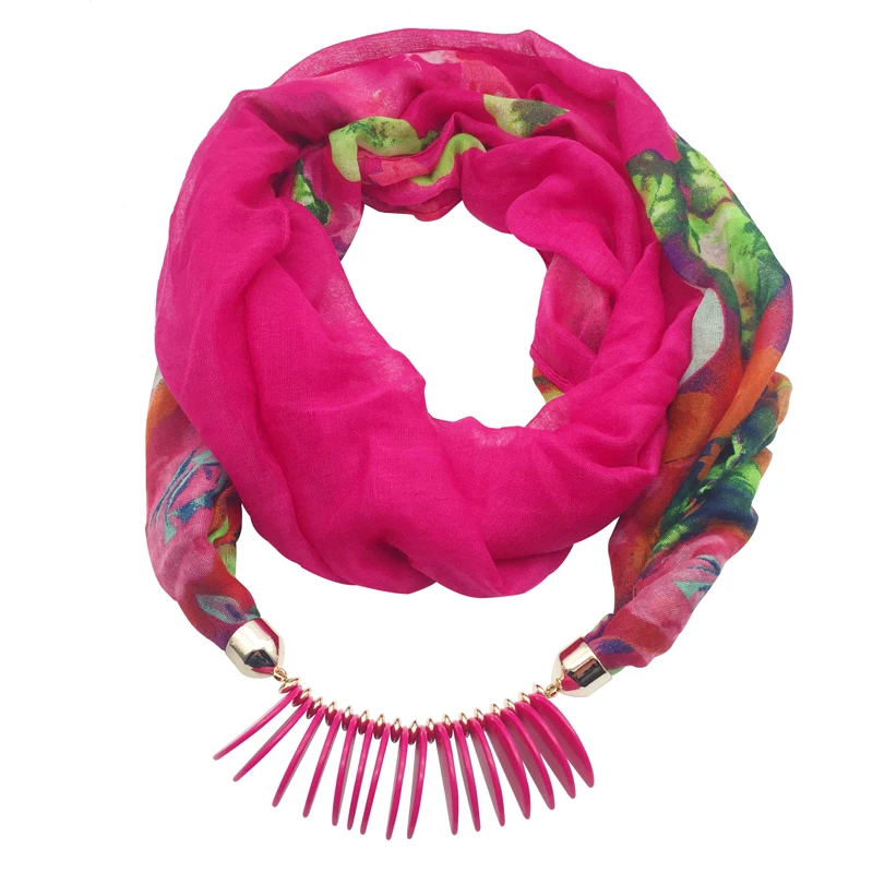 Fashion scarf necklace for women beads pendent jewelry wrap bandana ethnic foulard lic winter female accessories colorful flower | Украшения