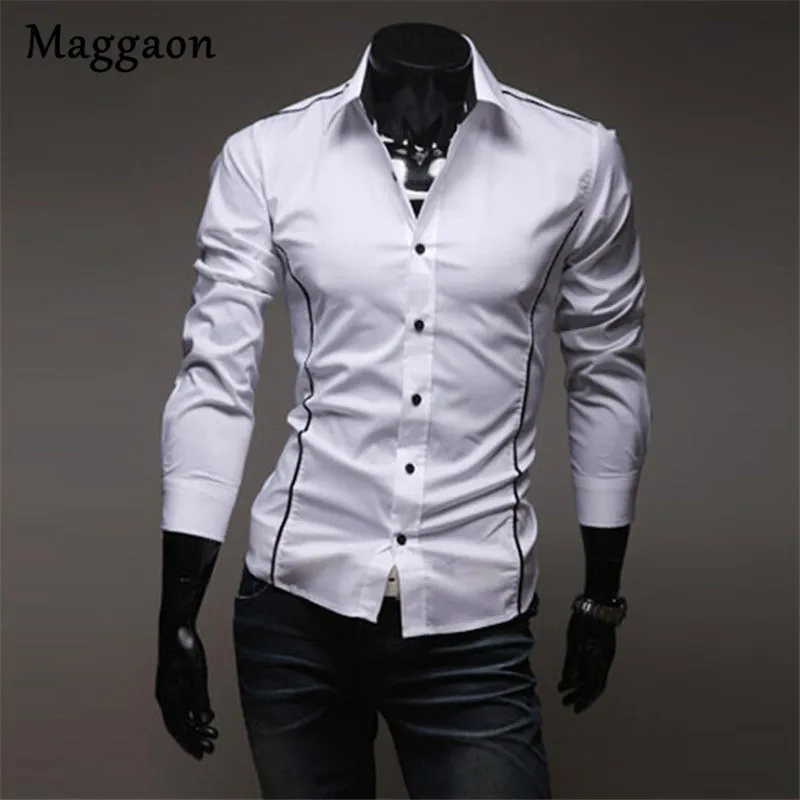 Новинка 2018 модные повседневные мужские рубашки с длинным рукавом эластичные