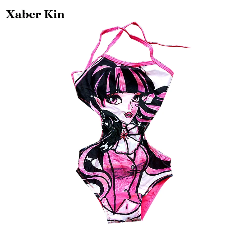 Цельный купальник для девочек новинка 2017 года купальный костюм с рисунком летняя