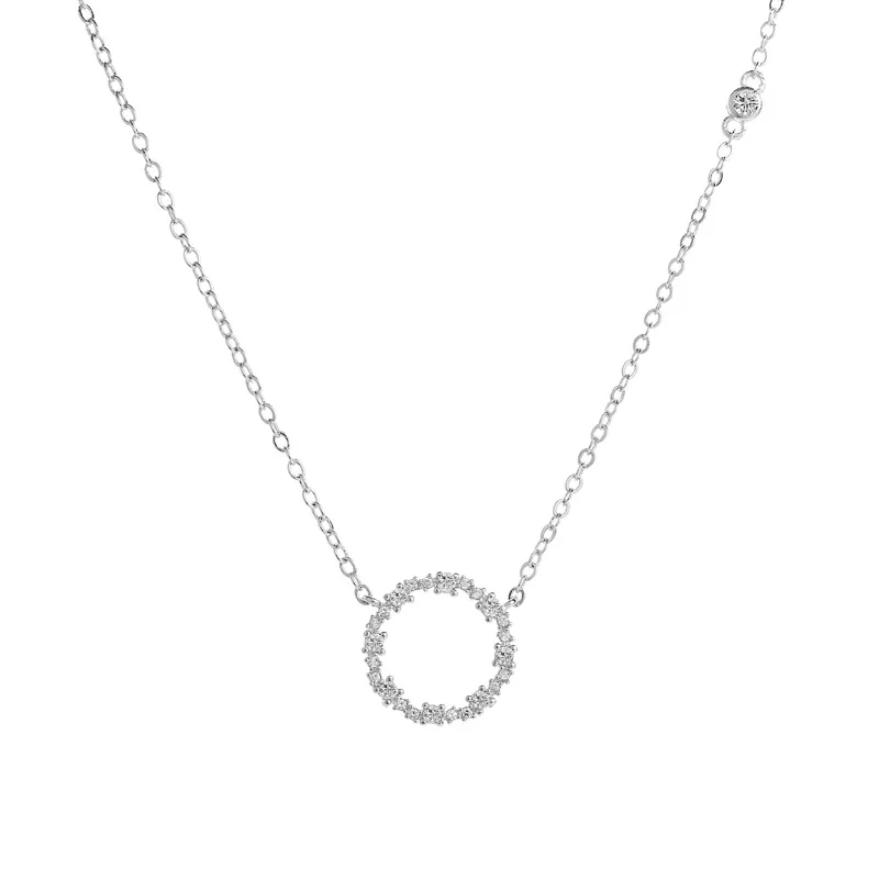 Fashion Women Circle Necklaces Jewelry Silver Color Pendants For Lady Girl Long Chain Charm Necklace Colar | Украшения и