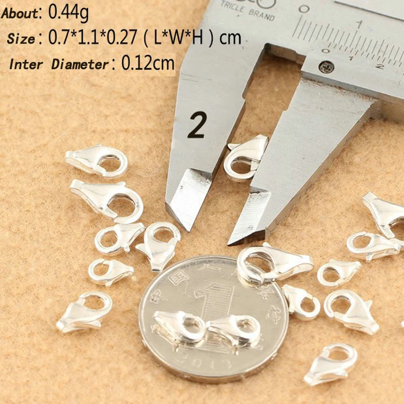 Застежки карабины из серебра 925 пробы 10 шт./лот|connectors for jewelry|connectors jewelry makingsilver lobster