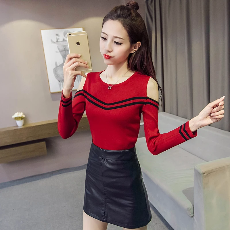 Новинка Зимний вязаный женский свитер с круглым вырезом и длинными рукавами