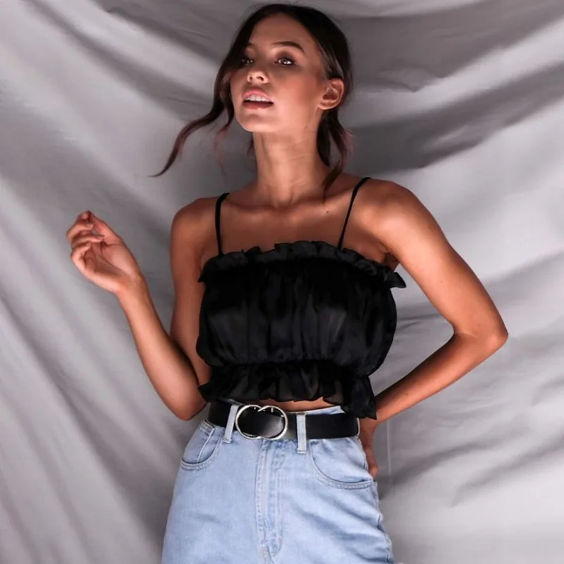 Женский короткий топ летний сексуальный Топ без бретелек красный черный розовый