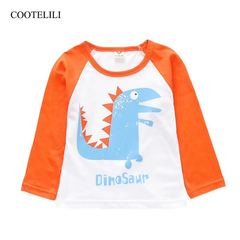 

COOTELILI Autumn Children Clothing Boys T Shirt Cotton Dinosaur Long Sleeve T-shirt Kid Boy Casual Cute Tee Children Clothes