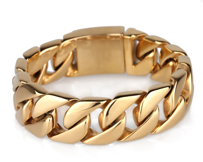 Мужские байкерские браслеты 20 мм из плотной панцирной цепи нержавеющей