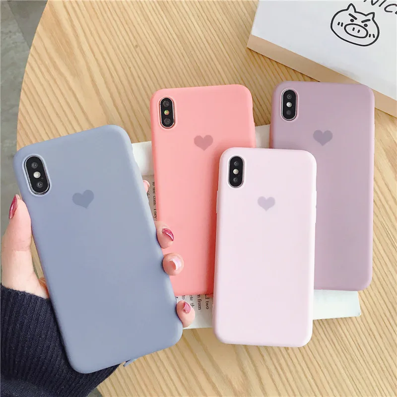 Чехол для телефона с сердечком для Iphone 6 6 S 7 8 Plus XS Max XR X мягкий силиконовый ультратонкий простой чехол