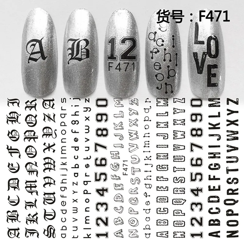 F471 Китайский Персонаж, клейкие наклейки для ногтей, маджонг, дизайн ногтей, декоративные наклейки, маникюр, поддельные ногти, аксессуары - Цвет: F471