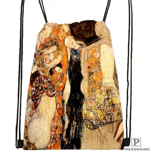 Drawstring Backpack Custom Gustav_Klimt Drawstring Backpack Bag Cute Daypack Kids Satchel(Black Back) 31x40cm#20180611-02-98 - Color: Drawstring Backpack