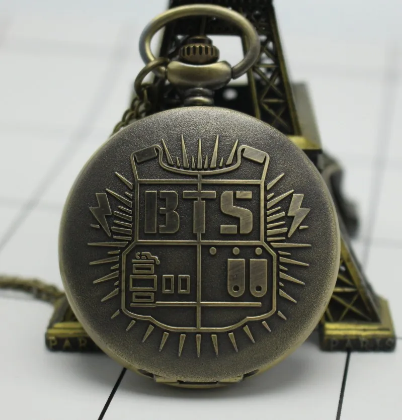 

Vintage pendant BTS Quartz Pocket Watch Analog Pendant Necklace Chain Mens Womens Watches Birthday Gift relogio de bolso Bronze