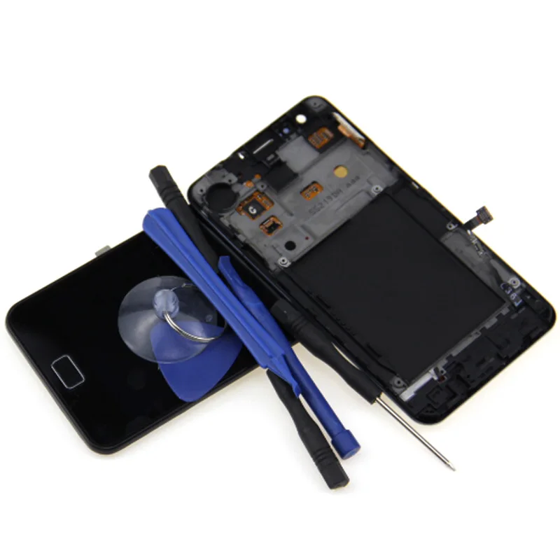 ЖК дисплей + сенсорная панель с рамкой для Galaxy S II/i9100 i9105 черный белый и