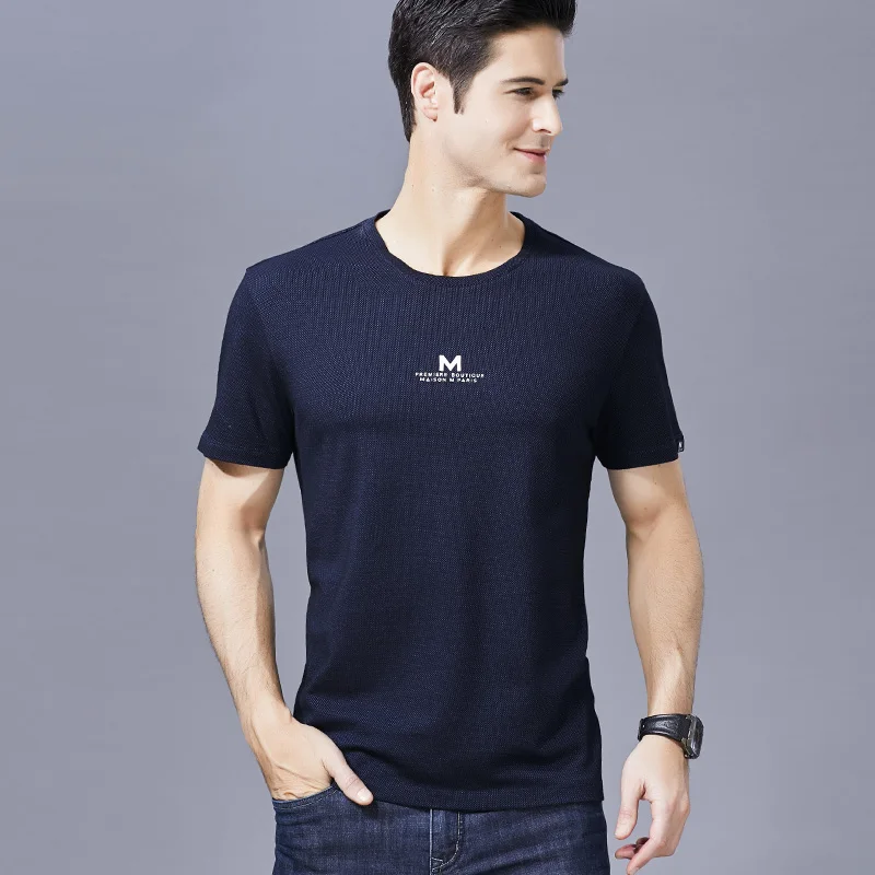 MACRSEA Fashions New Summer Cottton T-shirt Men Round Neck Brand Clothing Comfortable Male Print Tees 9017 | Мужская одежда